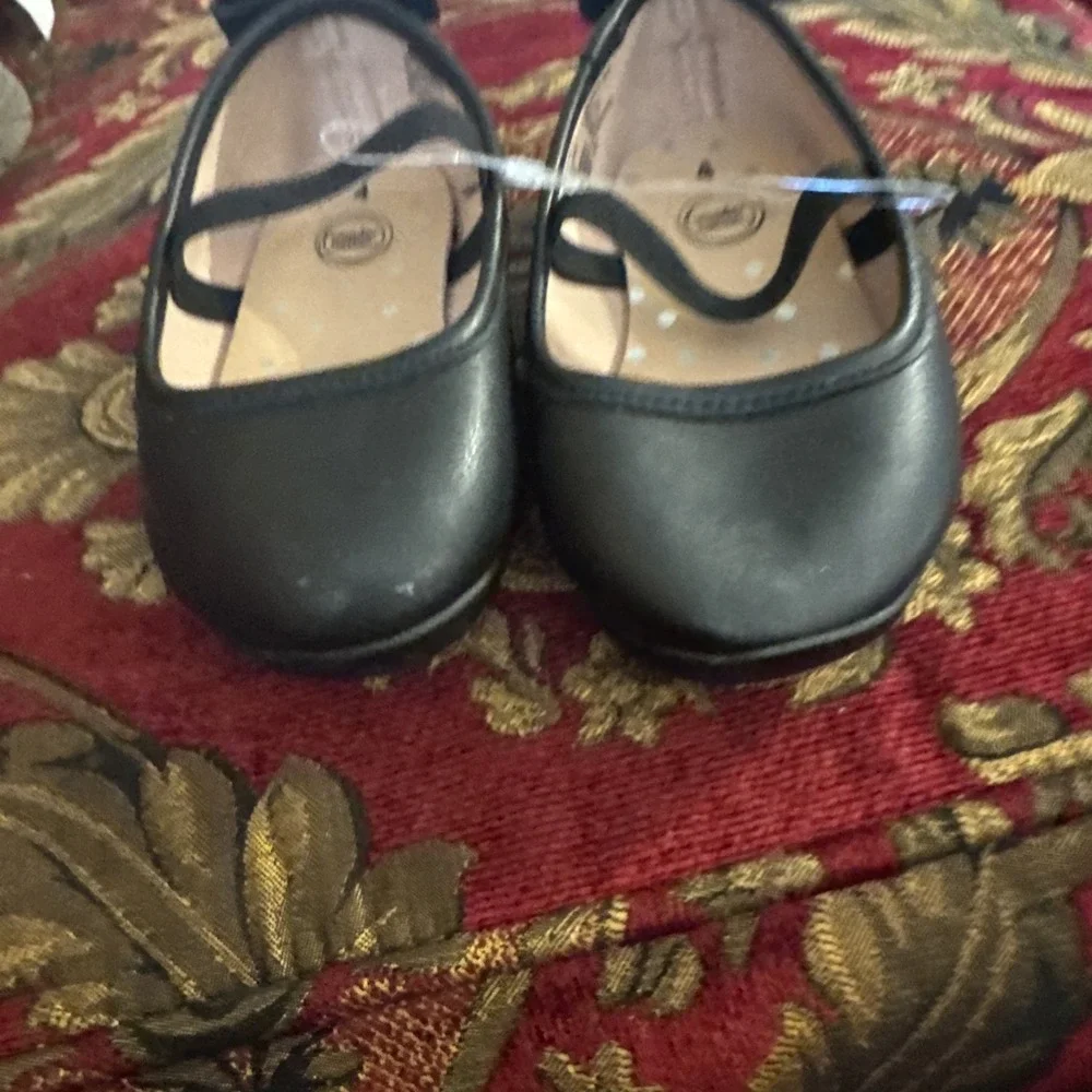 Infant Toddler Girls Size 4 Mary Jane Ballerina Black Slip On Dress Shoes